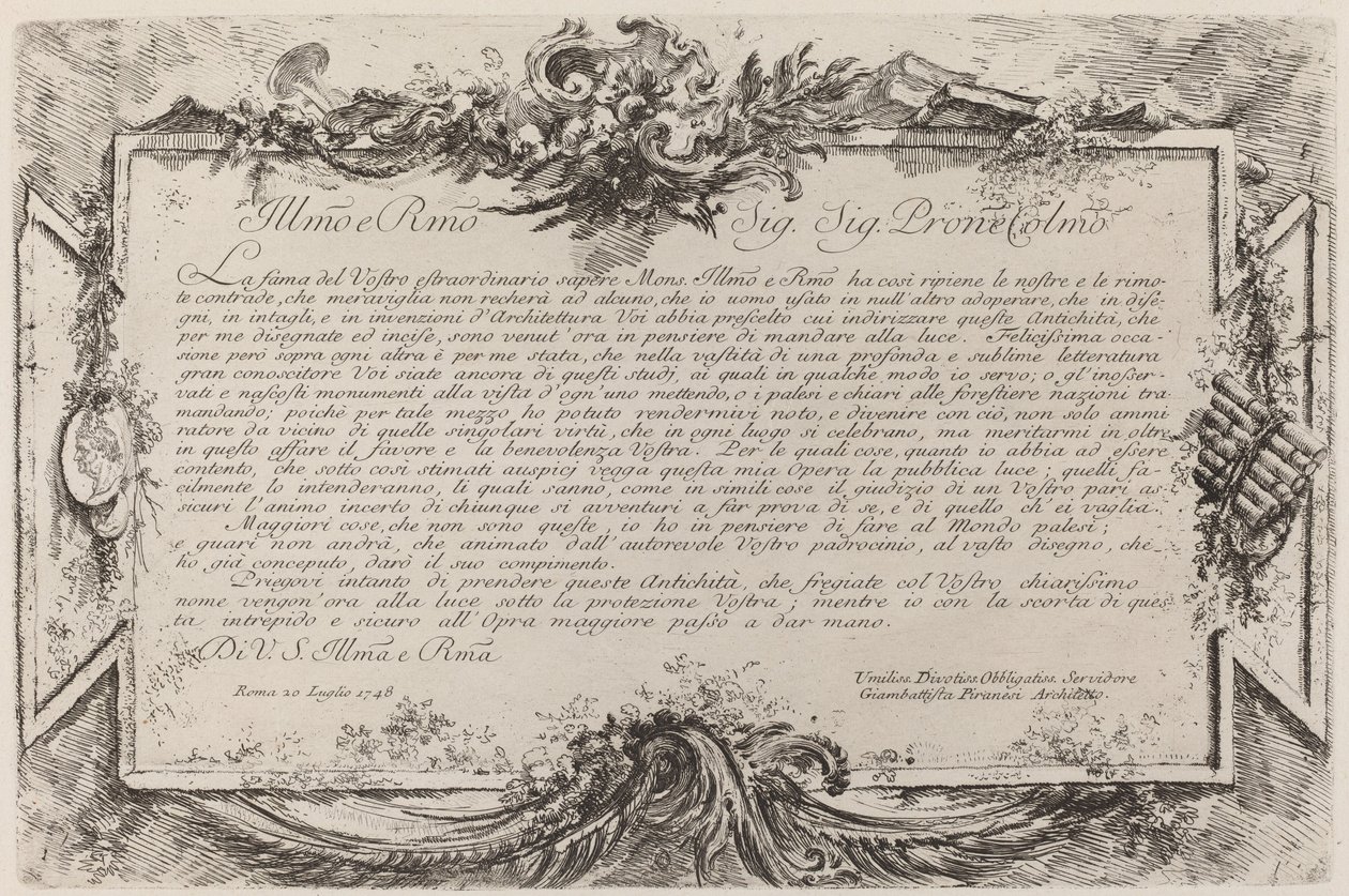 dedikasjon av Giovanni Battista Piranesi
