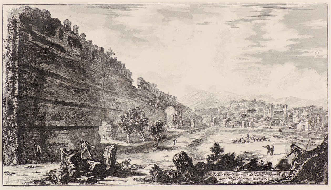 Degli Avanzi Del Castro Pretorio i Hadrians villa i Tivoli av Giovanni Battista Piranesi