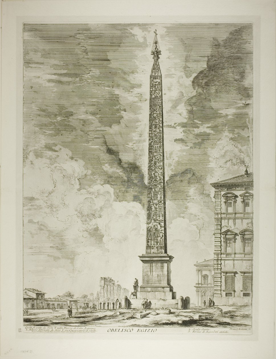 egyptisk obelisk. Denne ble reist av pave Sixtus V på Piazza of St. John Lateran, fra Views of Roma av Giovanni Battista Piranesi