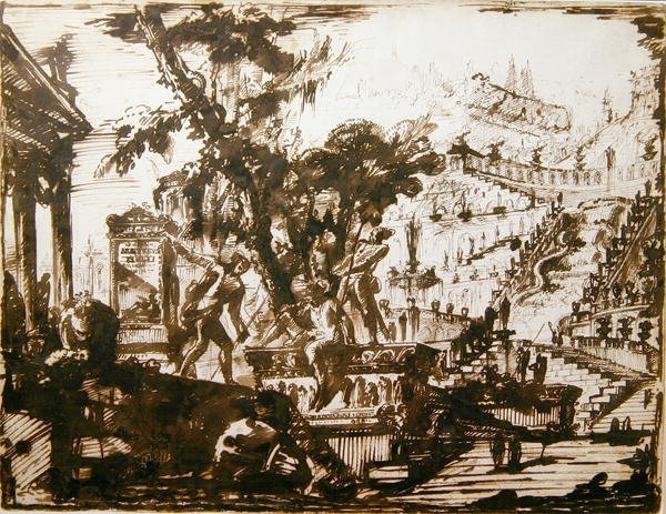 Fantastiske hager (penn og blekk på papir) av Giovanni Battista Piranesi