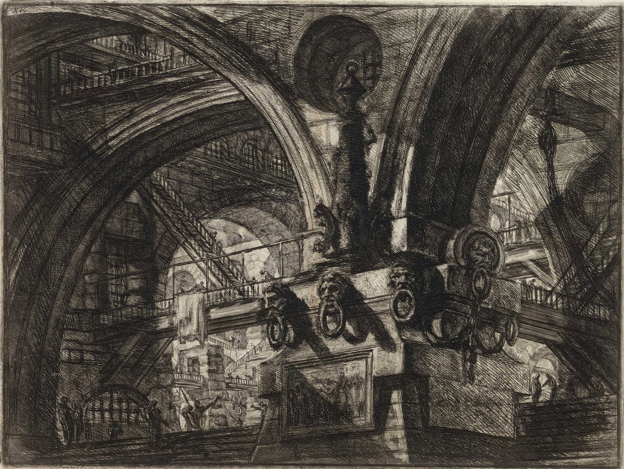 Fra serien The Imaginary Prisons (The Prisons of Invention) av Piranesi, Giovanni Battista (1720-1778). Kobberstikk, ca 1761, privat samling av Giovanni Battista Piranesi