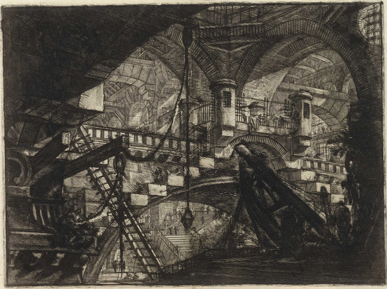 Fra serien The Imaginary Prisons (The Prisons of Invention) av Piranesi, Giovanni Battista (1720-1778). Kobberstikk, ca 1761, privat samling av Giovanni Battista Piranesi