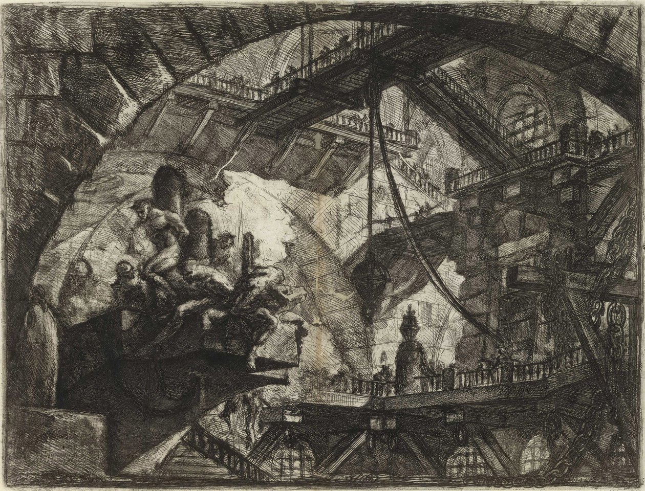 Fra serien The Imaginary Prisons (The Prisons of Invention) av Piranesi, Giovanni Battista (1720-1778). Kobberstikk, ca 1761, privat samling av Giovanni Battista Piranesi