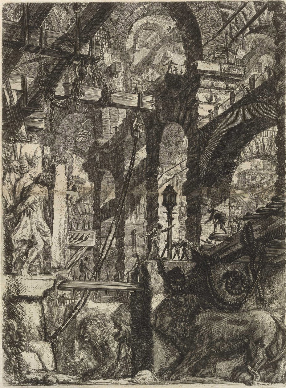 Fra serien The Imaginary Prisons (The Prisons of Invention) av Piranesi, Giovanni Battista (1720-1778). Kobberstikk, ca 1761, privat samling av Giovanni Battista Piranesi