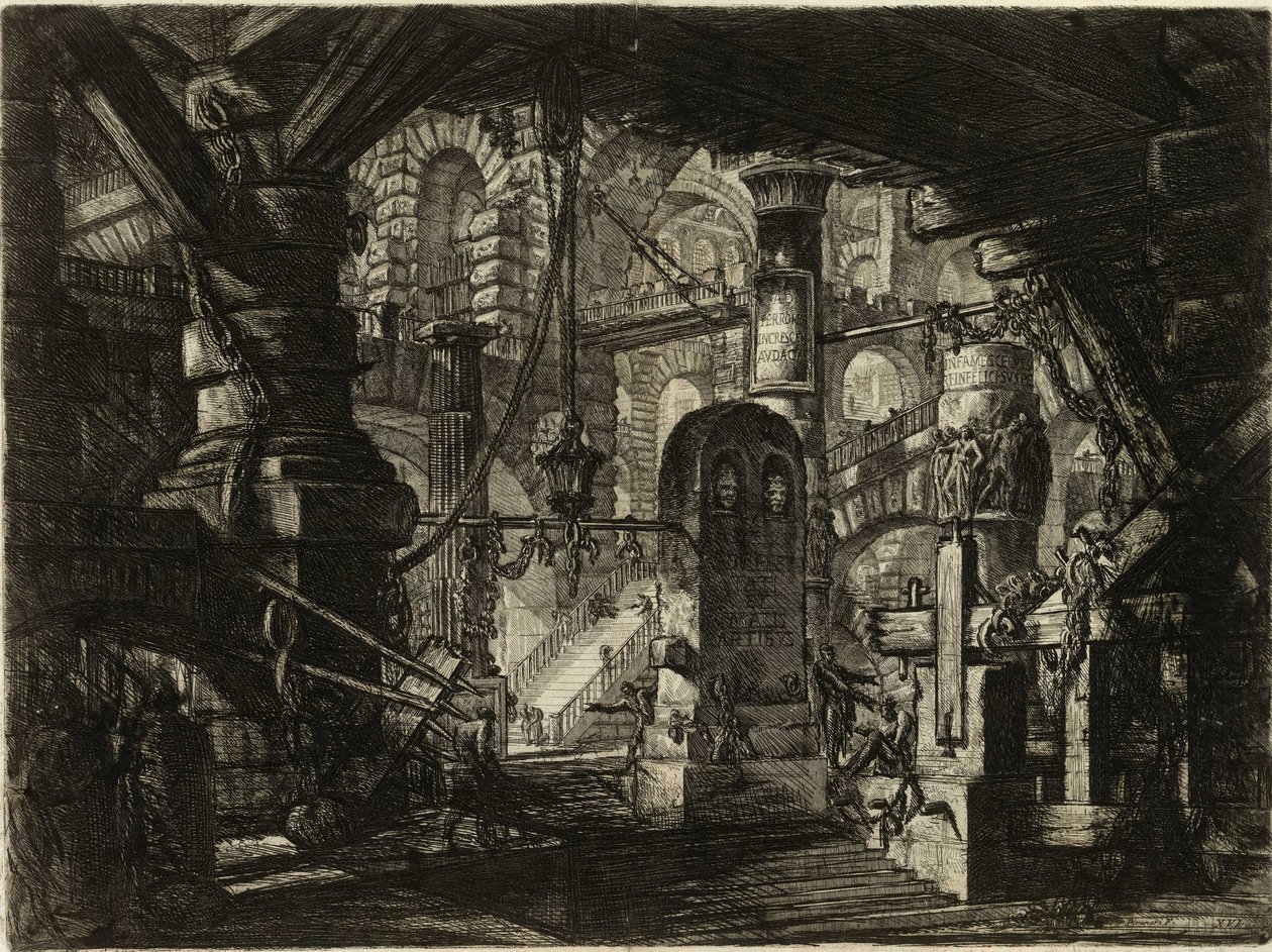 Fra serien The Imaginary Prisons (The Prisons of Invention) av Piranesi, Giovanni Battista (1720-1778). Kobberstikk, ca 1761, privat samling av Giovanni Battista Piranesi