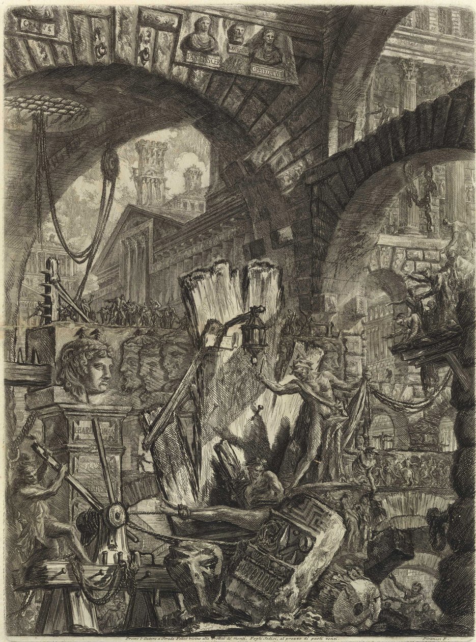 Fra serien The Imaginary Prisons (The Prisons of Invention) av Piranesi, Giovanni Battista (1720-1778). Kobberstikk, ca 1761, privat samling av Giovanni Battista Piranesi