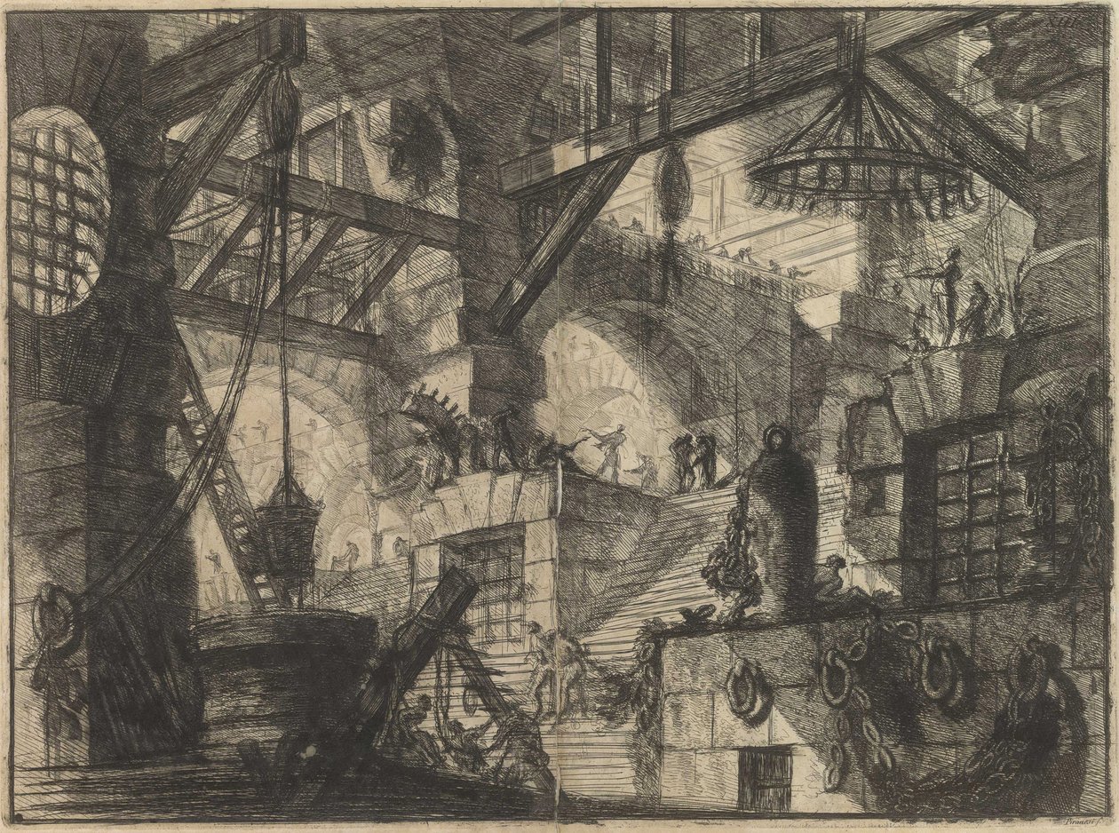 Fra serien The Imaginary Prisons (The Prisons of Invention) av Piranesi, Giovanni Battista (1720-1778). Kobberstikk, ca 1761, privat samling av Giovanni Battista Piranesi