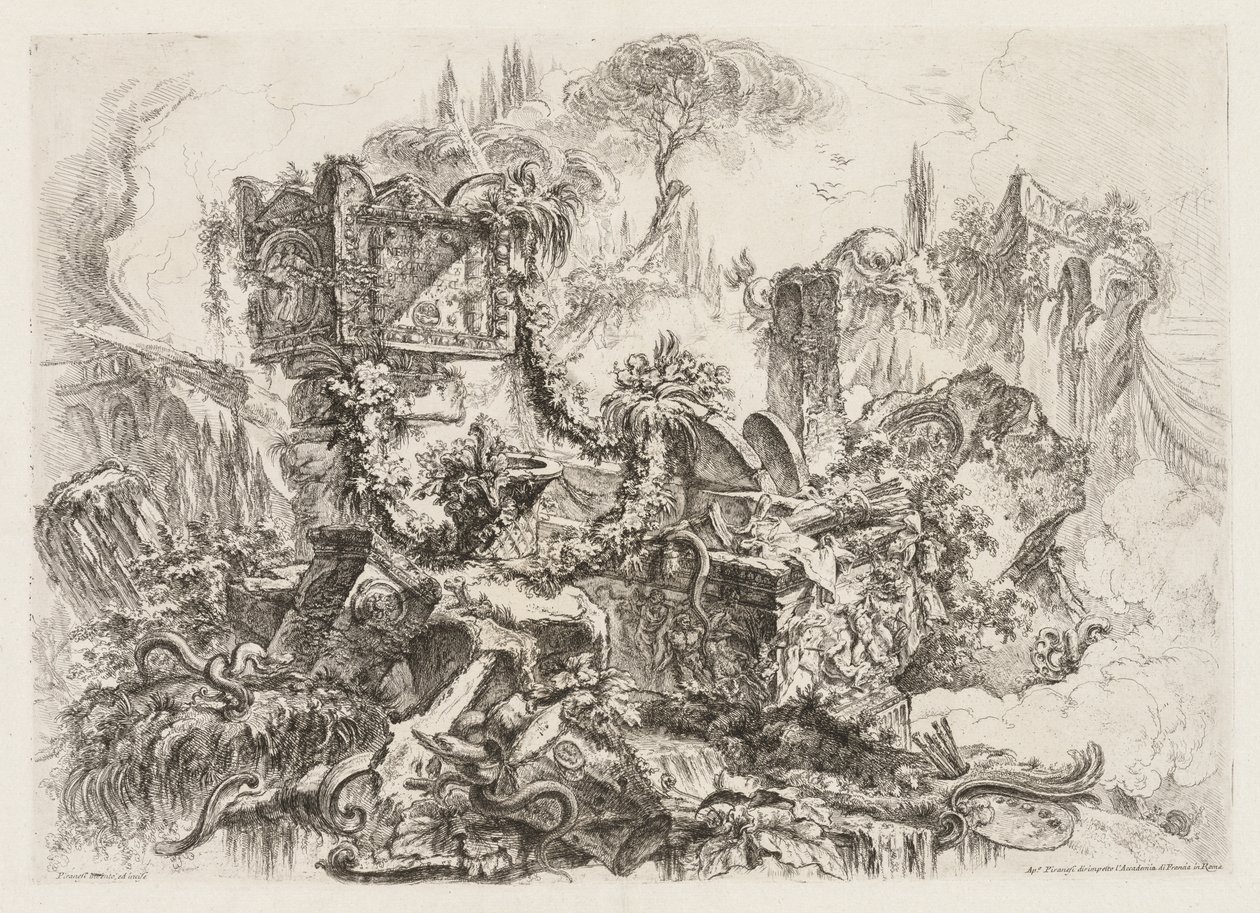 Groteschi: Ruiner med slanger, ca. 1745-50. av Giovanni Battista Piranesi