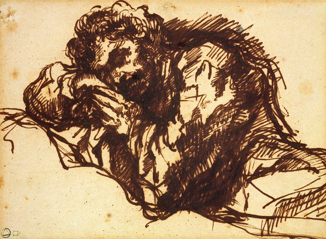 Halvlengde portrett av en mann som bøyer seg (penn og blekk på papir) av Giovanni Battista Piranesi