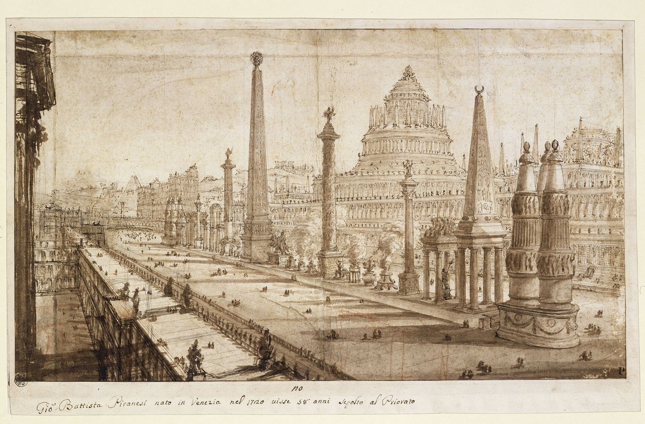 Ideell rekonstruksjon av Circus Maximus av Giovanni Battista Piranesi