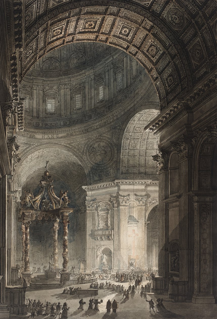 Belysning av korset i St. Peters langfredag 1787 (wc og etsning) av Giovanni Battista Piranesi