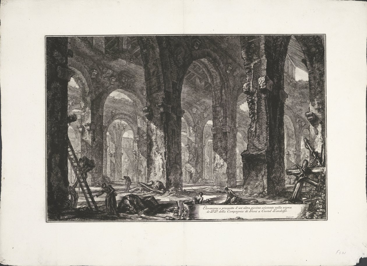 Interieur van badhuis i Castel Gandolfo Høyde og høyde av et annet svømmebasseng som eksisterer i vingården til PP av Society of Jesus i Castel Gandolfo. (tittel på objekt) Archeologische vondsten uit Albano en Castel Gandolfo (serietittel) Antikken av Giovanni Battista Piranesi