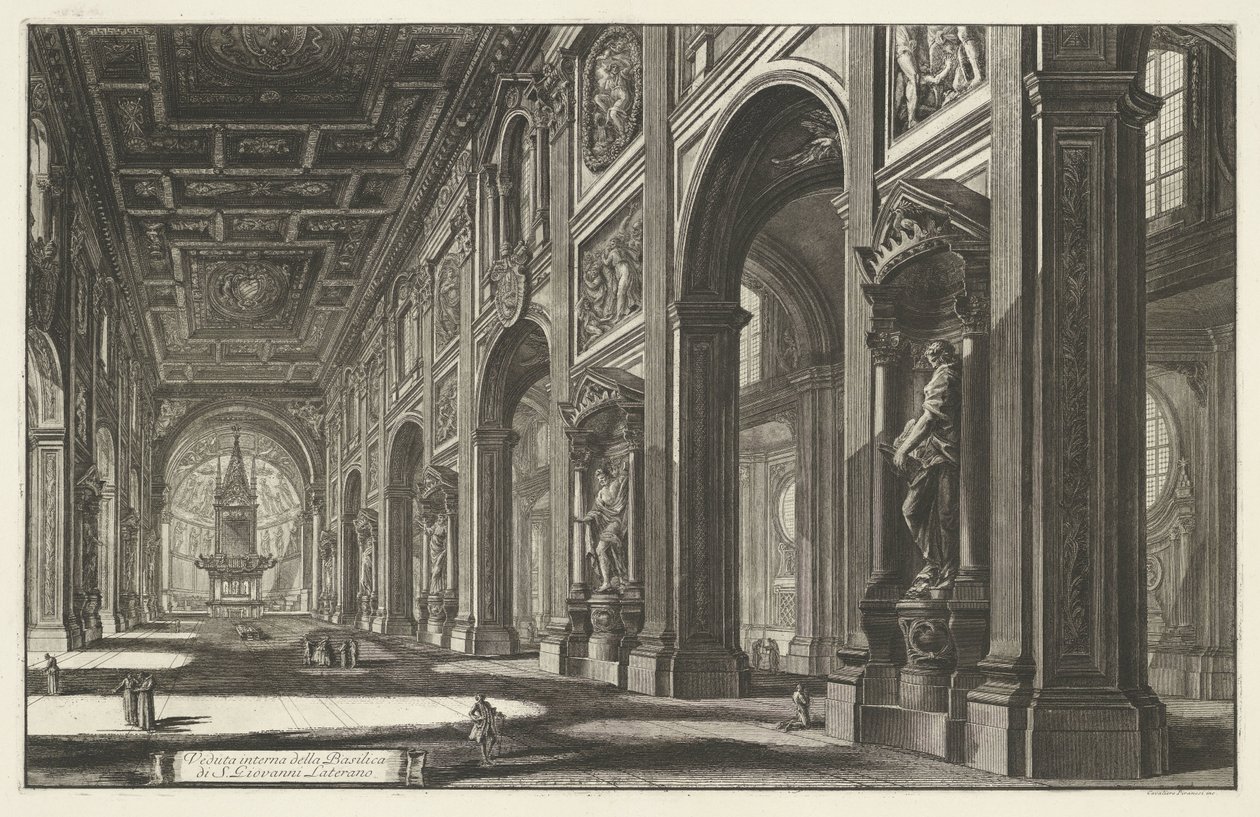 Interieur van de Sint-Jan van Lateranen te Roma Innvendig utsikt over basilikaen S. Giovanni Laterano (tittel på objekt) Gezichten op Roma (serietittel) Utsikt over Roma designet og gravert av Giambattista Piranesi-arkitekten Ve (nez) iano (serietittel) av Giovanni Battista Piranesi