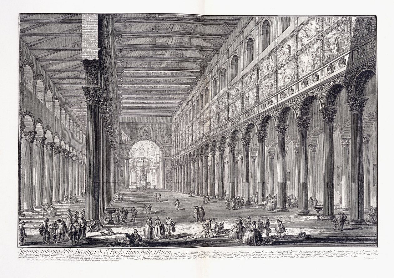 Interiør av St. Pauls basilika utenfor murene av Giovanni Battista Piranesi