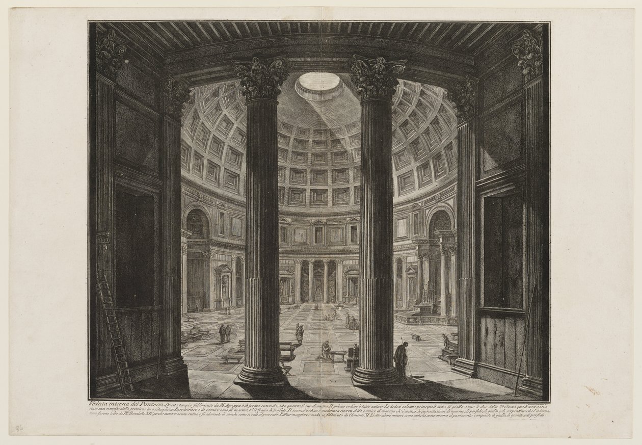 Interiør i Pantheon av Giovanni Battista Piranesi
