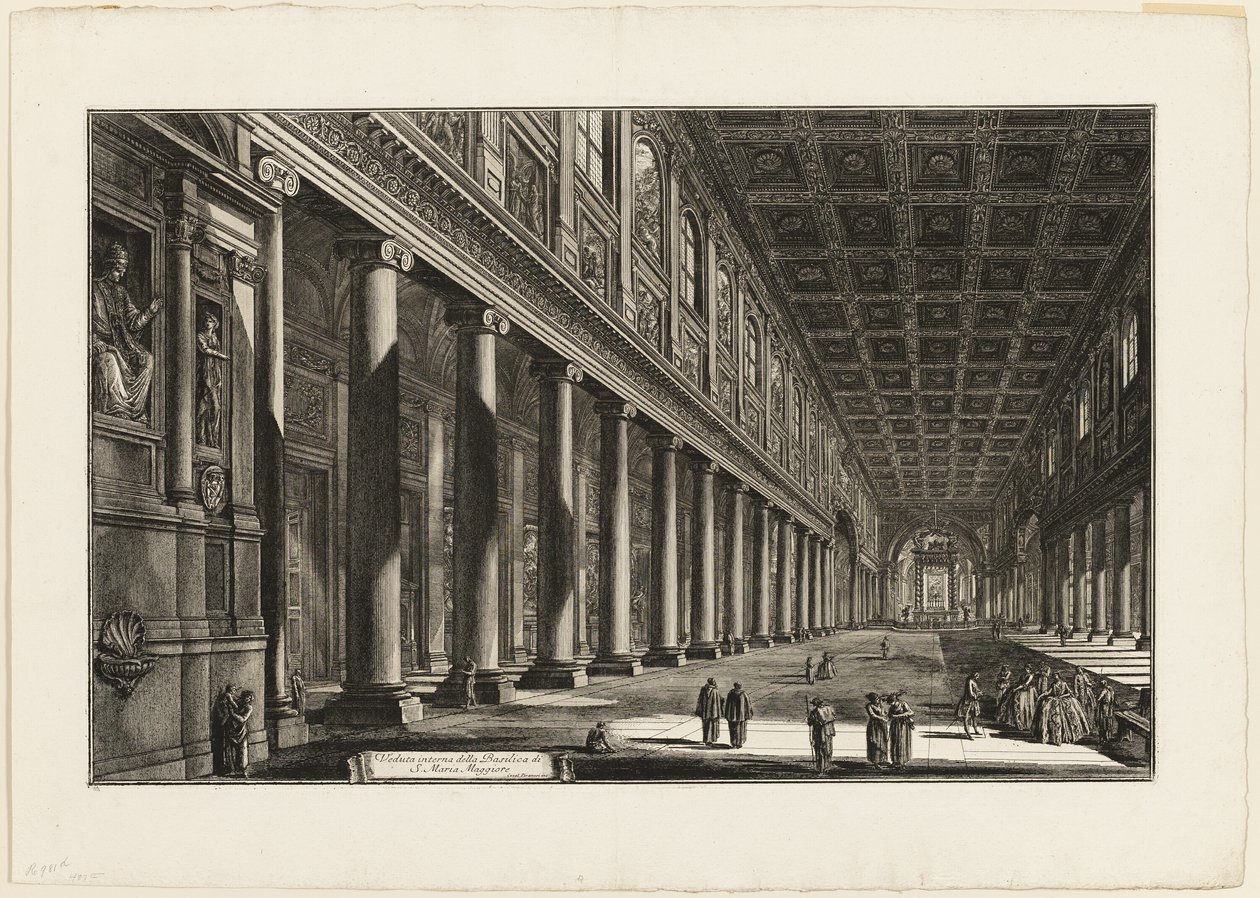 Innvendig utsikt over basilikaen S. Maria Maggiore, fra utsikt over Roma av Giovanni Battista Piranesi
