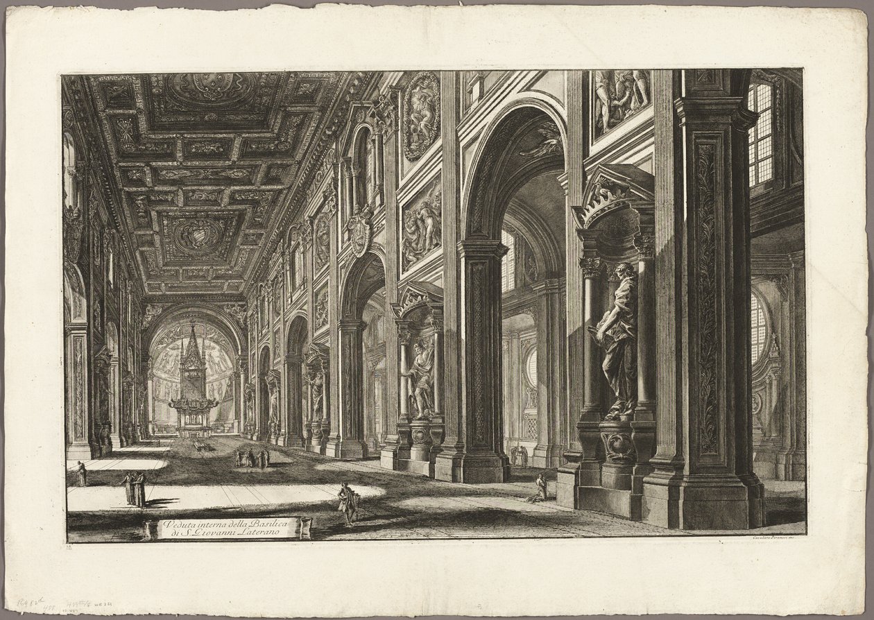 Innvendig utsikt over basilikaen St. John Lateran, fra utsikt over Roma av Giovanni Battista Piranesi