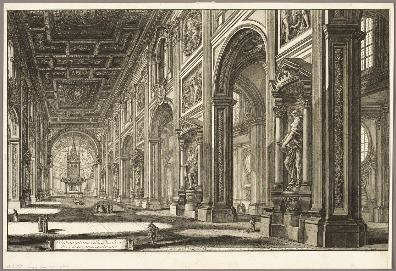 Innvendig utsikt over basilikaen St. John Lateran, fra utsikt over Roma av Giovanni Battista Piranesi