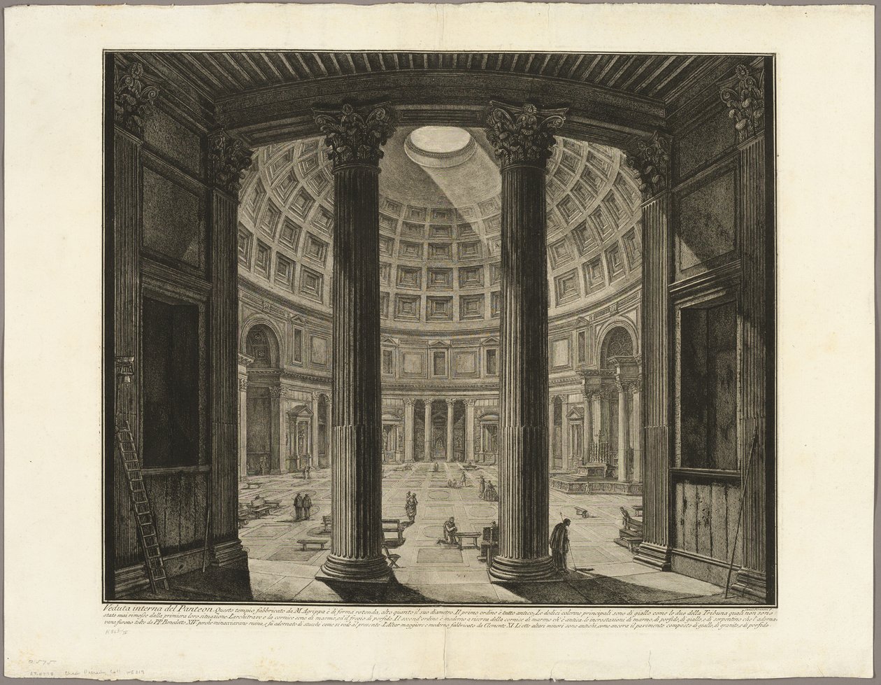 Innvendig utsikt over Pantheon, fra utsikt over Roma av Giovanni Battista Piranesi