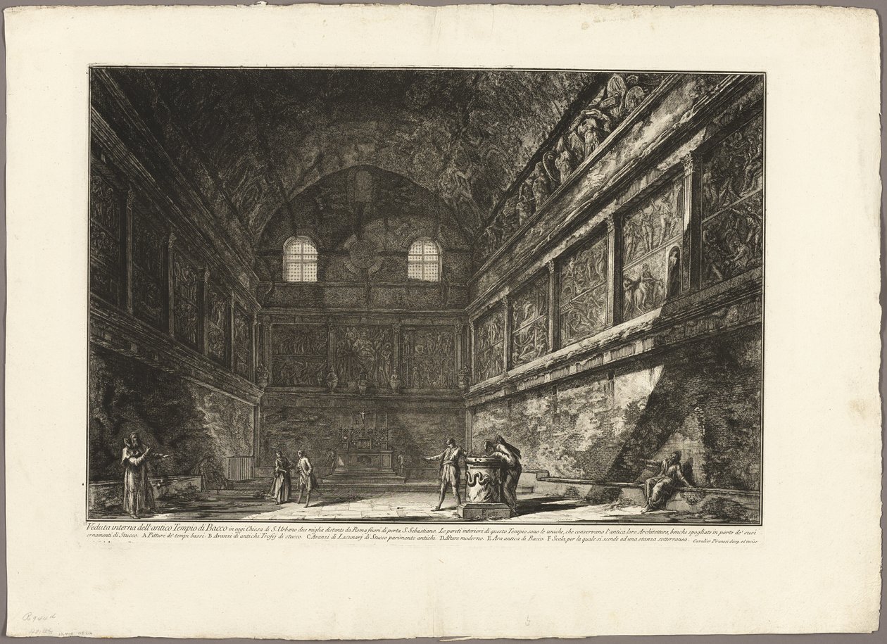 Innvendig utsikt over det gamle Bacchus-tempelet, nå kirken S. Urbano, to mil fra Roma, fra utsikt over Roma av Giovanni Battista Piranesi