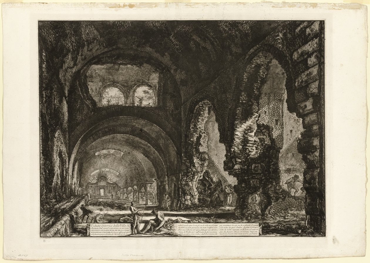 Innvendig utsikt over villaen til Maecenas, fra utsikt over Roma av Giovanni Battista Piranesi