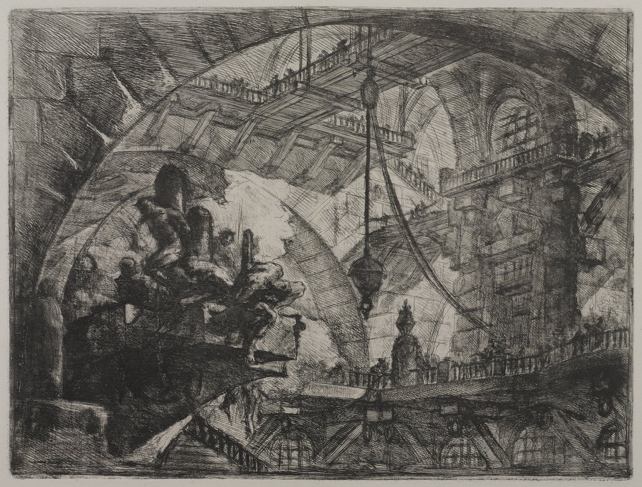 Invenzioni Capric di Carceri; Hind 13, First State of Three, ca. 1749 (radering på lagt papir) av Giovanni Battista Piranesi