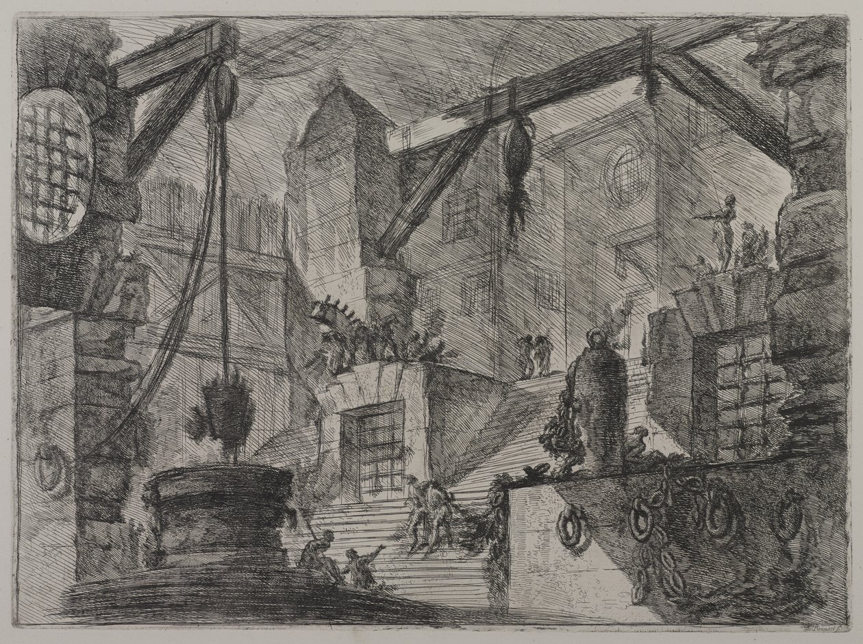 Invenzioni Capric di Carceri; Hind 13, First State of Three, ca. 1749 (radering på lagt papir) av Giovanni Battista Piranesi