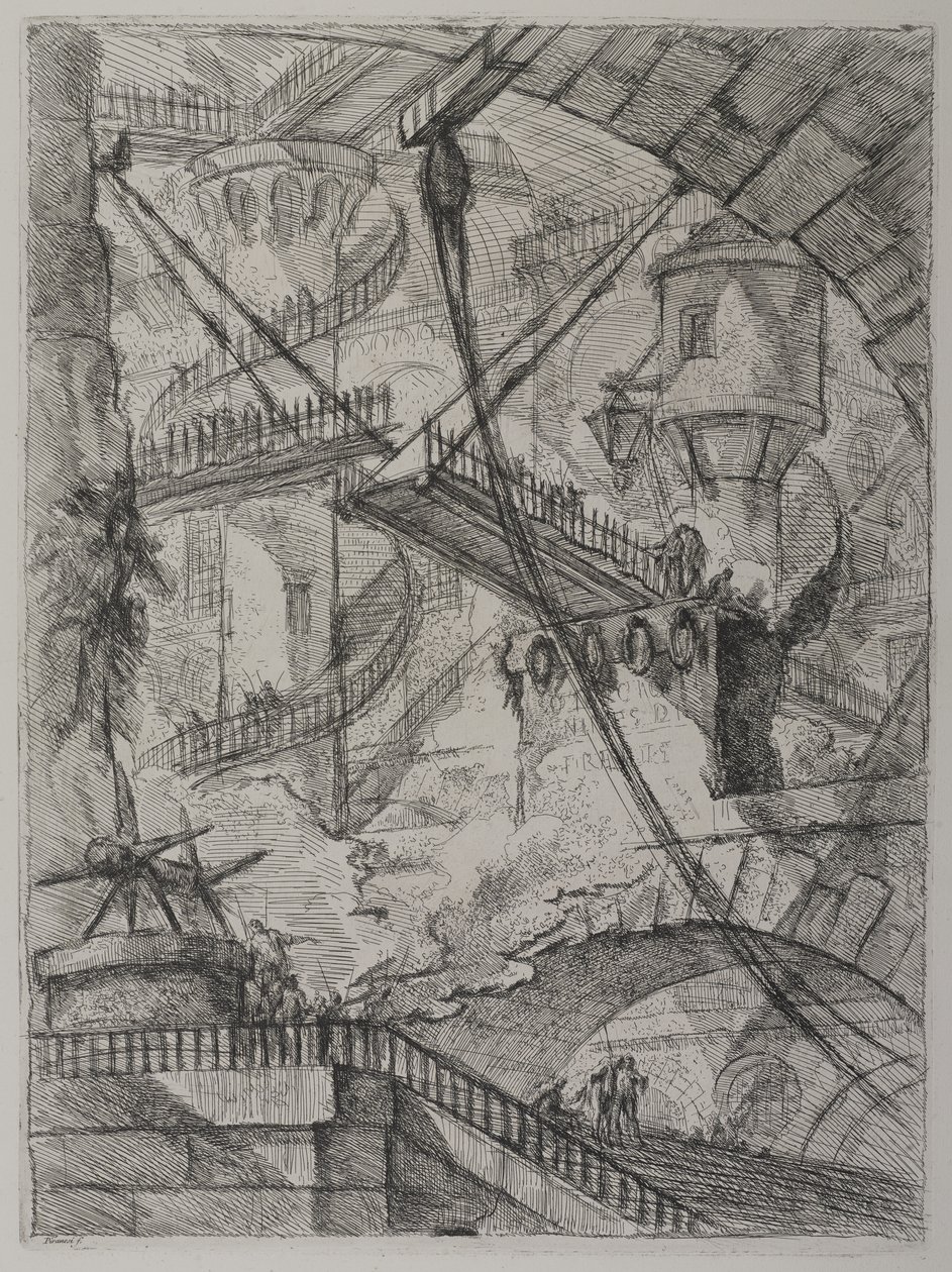 Invenzioni Capric di Carceri; Hind 7, First State of Three, ca. 1749 (etsing på lagt papir) av Giovanni Battista Piranesi
