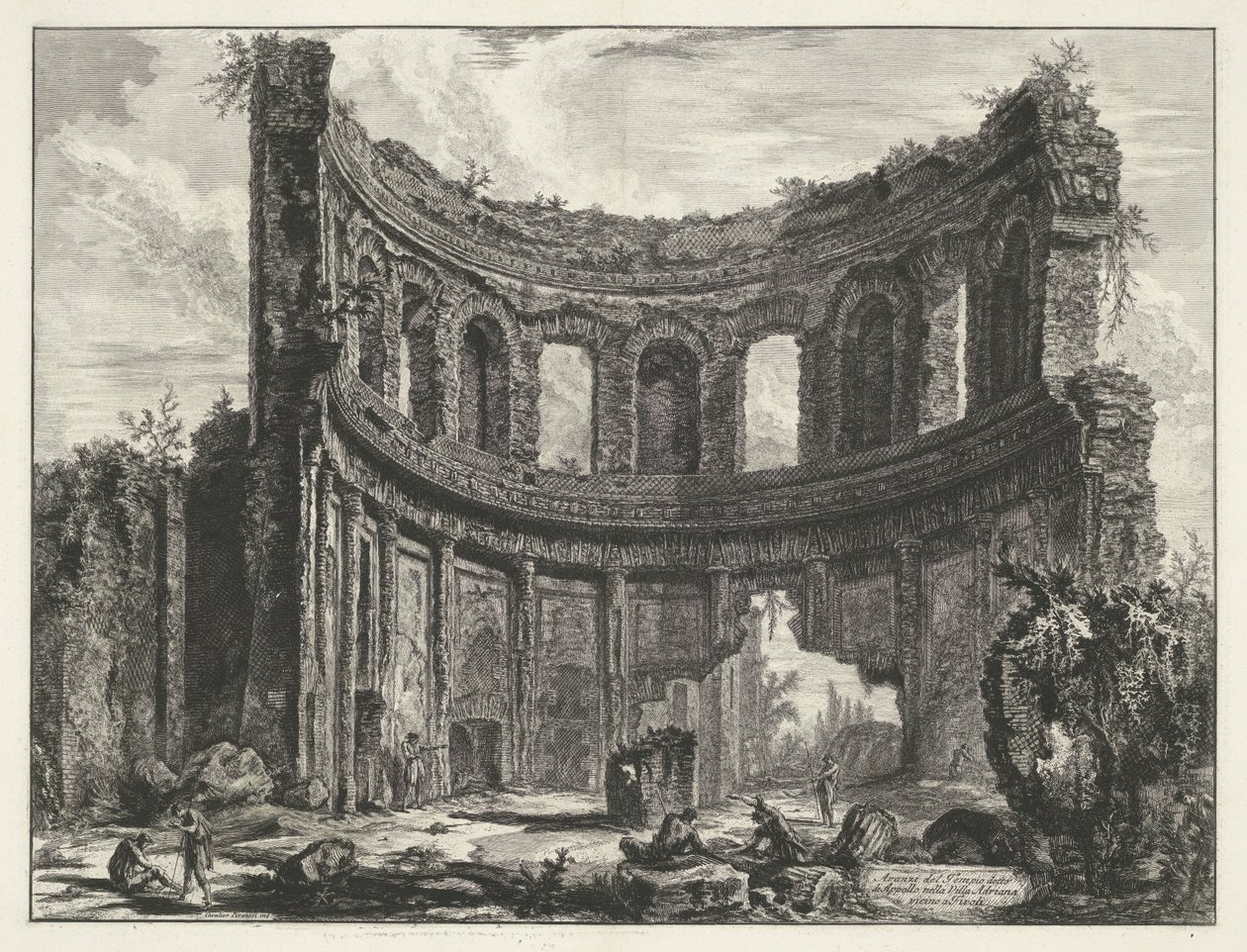 Kleine paleis i Villa Adriana t og Tivoli Rester av tempelet kalt Appollo i Hadrians villa nær Tivoli (tittel på objekt) Gezichten op Roma (serietittel) Utsikt over Roma designet og gravert av Giambattista Piranesi-arkitekten Ve (nez) iano (serien av Giovanni Battista Piranesi