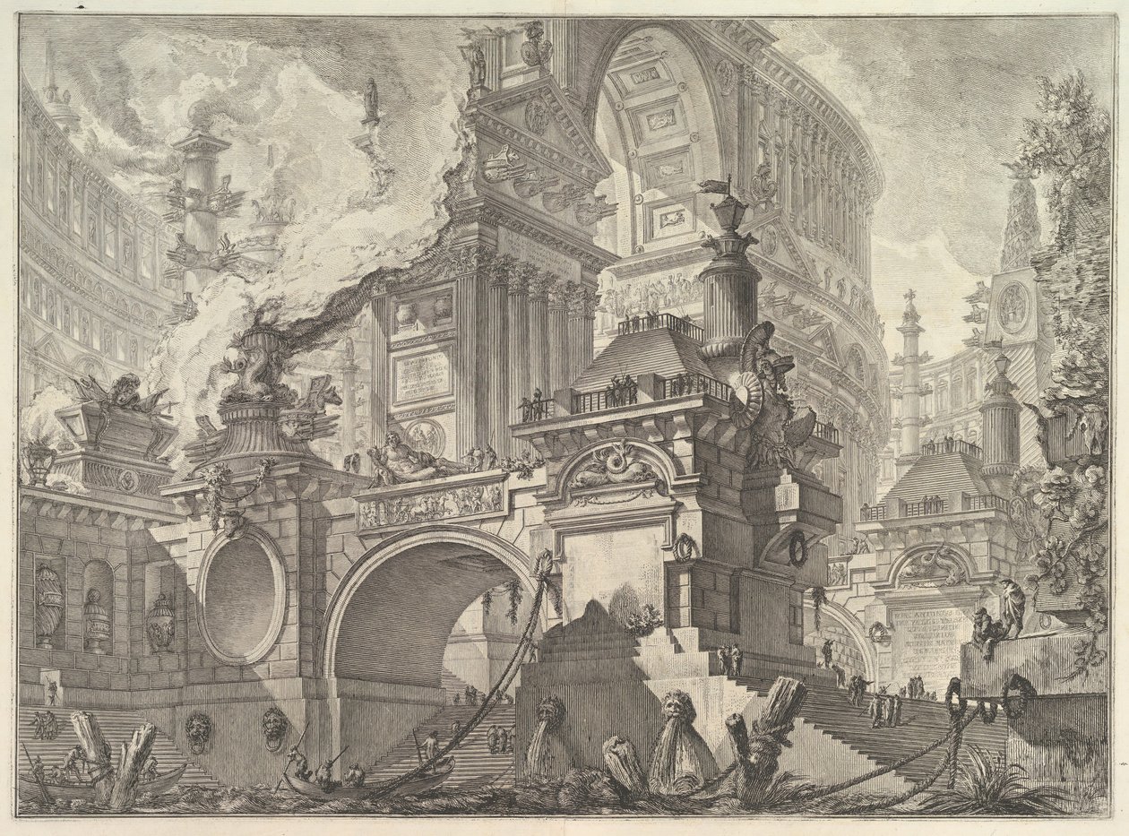 En del av en stor praktfull havn referert til av de gamle romerne, hvor interiøret er oppdaget ..., ca. 1749-50. av Giovanni-Battista Piranesi