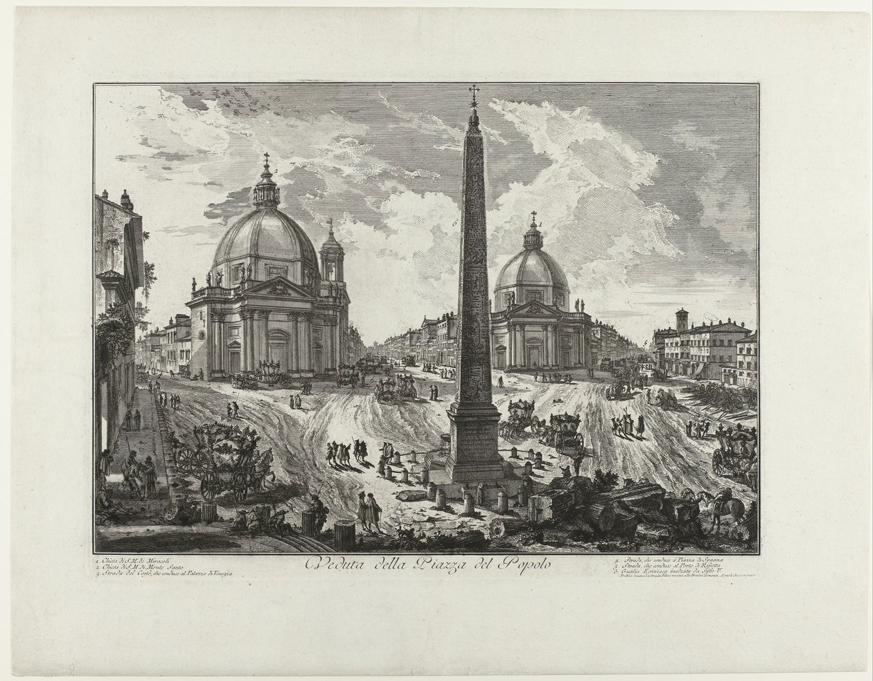 Piazza del Popolo te Roma (tittel på objekt) Utsikt over Piazza del Popolo (tittel på objekt) Gezichten op Roma (serietittel) Utsikt over Roma designet og gravert av Giambattista Piranesi-arkitekten Ve (nez) iano (serietittel) av Giovanni Battista Piranesi