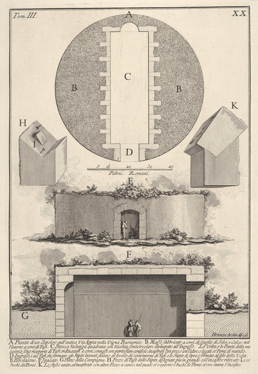 Plan over en grav på Appian Way i Vigna Buonamici Plan over en grav på den gamle Via ..., 1756. av Giovanni Battista Piranesi