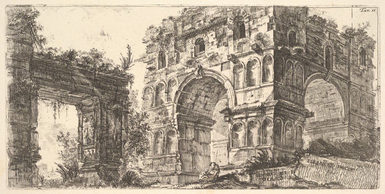 Plate 11: Temple of Janus Tempio di Janus fra serien Antichita Romana, ca. 1748. av Giovanni Battista Piranesi