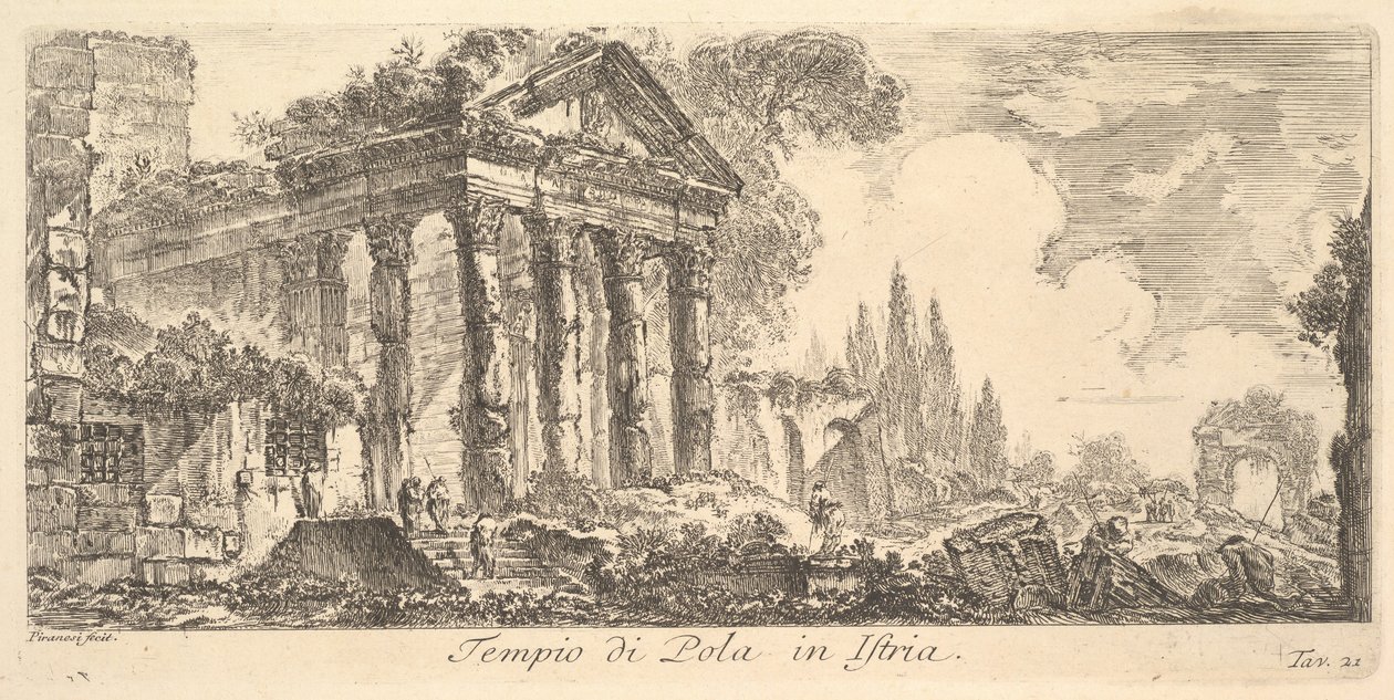 Plate 21: Pola-tempelet i Istria Pulas tempel i Istria, ca. 1748. av Giovanni-Battista Piranesi