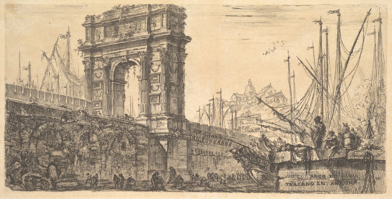 Plate 28: Trajans bue i Ancona Arco di Trajano i Ancona, ca. 1748. av Giovanni Battista Piranesi