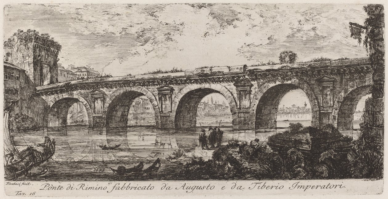Rimino-broen bygget av Augustus og keiser Tiberius av Giovanni Battista Piranesi