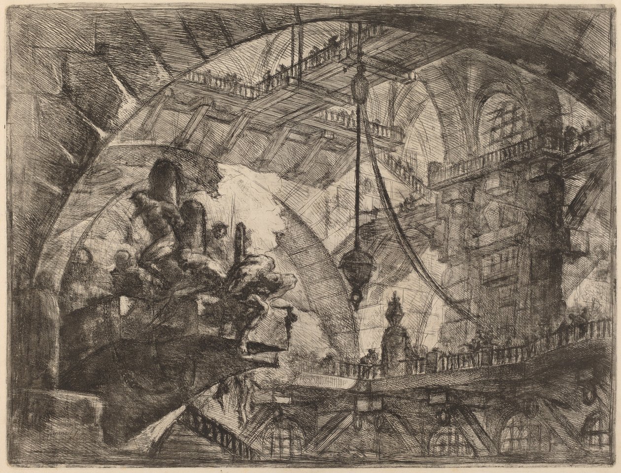 Fanger på en projeksjonsplattform av Giovanni Battista Piranesi
