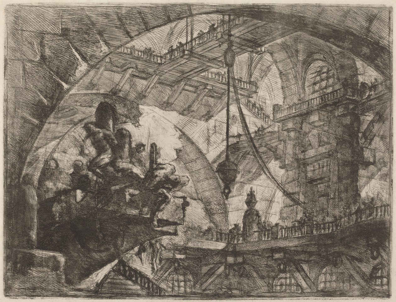 Fanger på en projeksjonsplattform av Giovanni Battista Piranesi