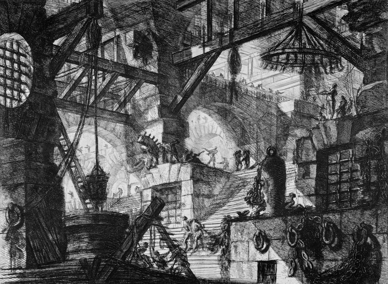 Fanger på en fremspringende plattform av Giovanni Battista Piranesi