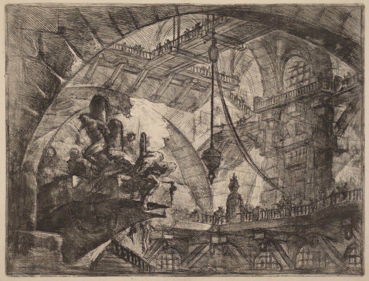 Fanger på en utstikkende plattform av Giovanni Battista Piranesi