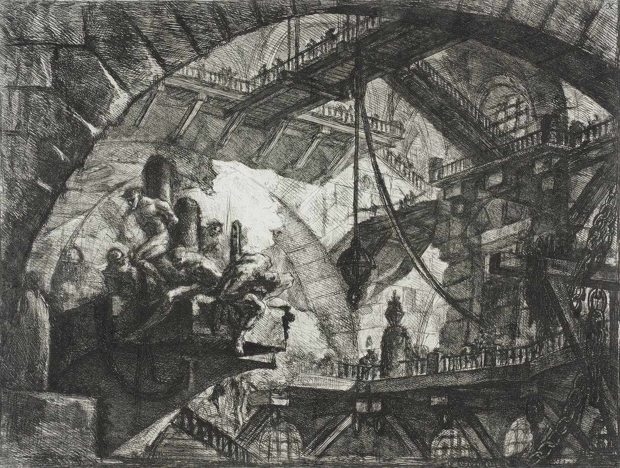Fanger på en utstikkende plattform av Giovanni Battista Piranesi