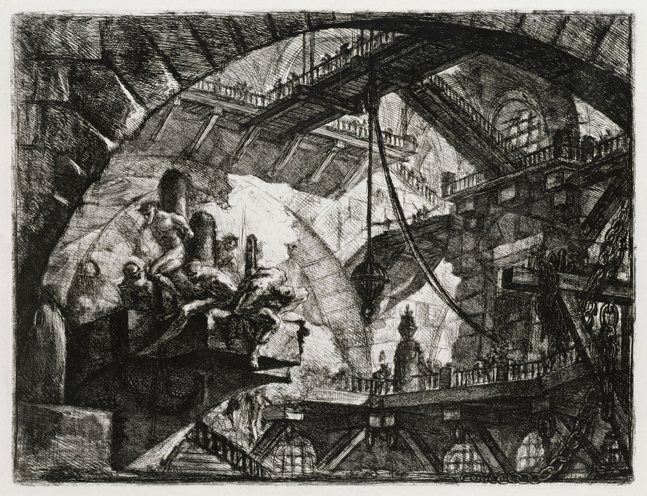 Fanger på en utstikkende plattform av Giovanni Battista Piranesi
