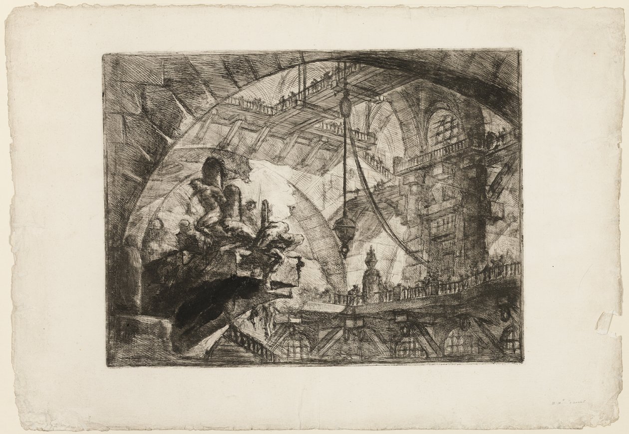 Prisoners on a Projecting Platform, plate 10 fra Imaginary Prisons av Giovanni Battista Piranesi