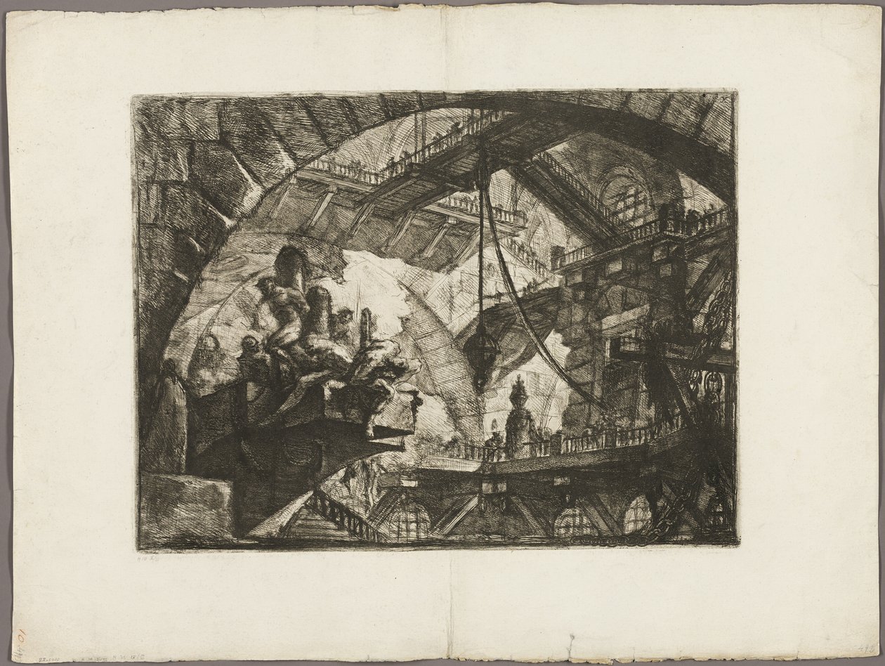 Prisoners on a Projecting Platform, plate 10 fra Imaginary Prisons av Giovanni Battista Piranesi
