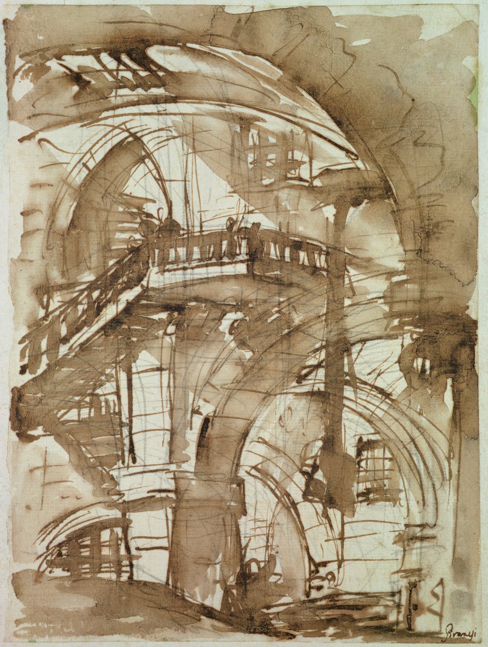 Romersk fengsel, ca. 1744-5 (penn og vask over blyant) av Giovanni Battista Piranesi