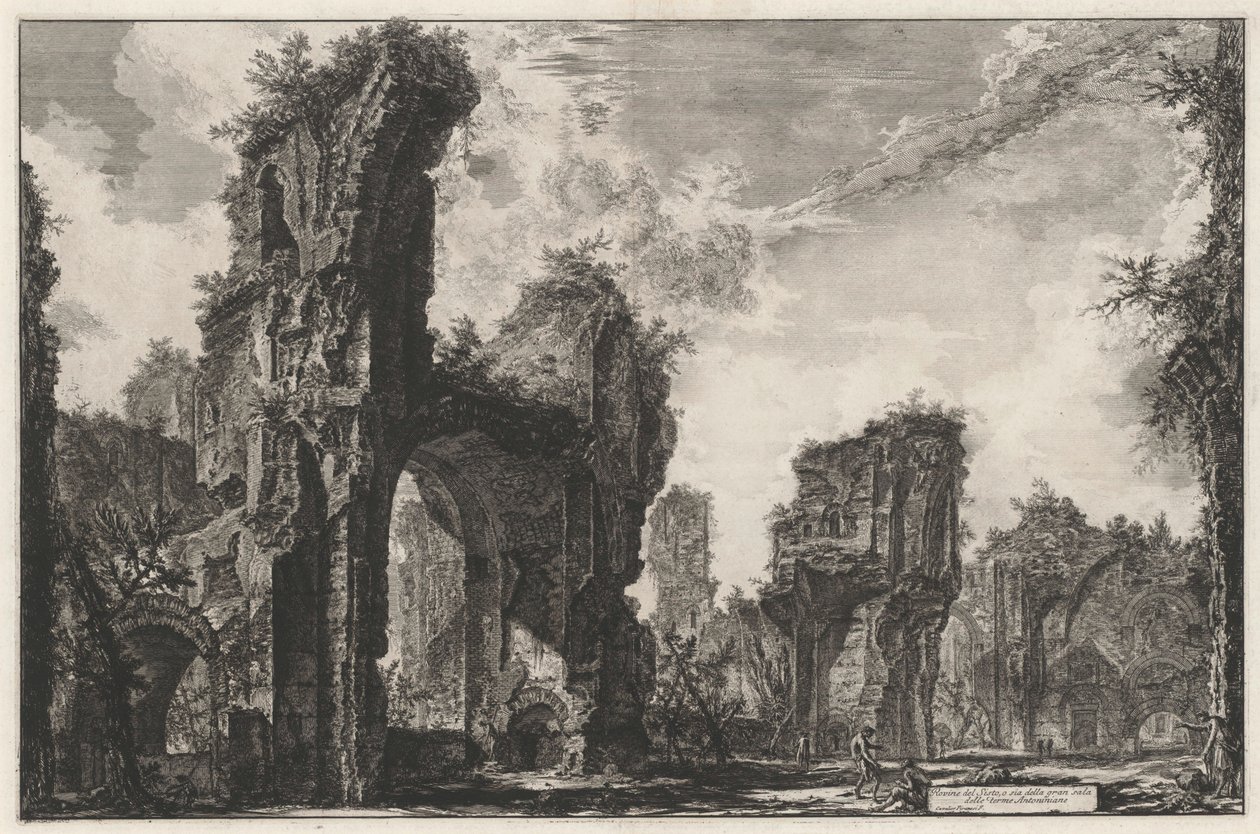 Ruinene av Sisto, eller den store salen i de antoninske termene av Giovanni Battista Piranesi