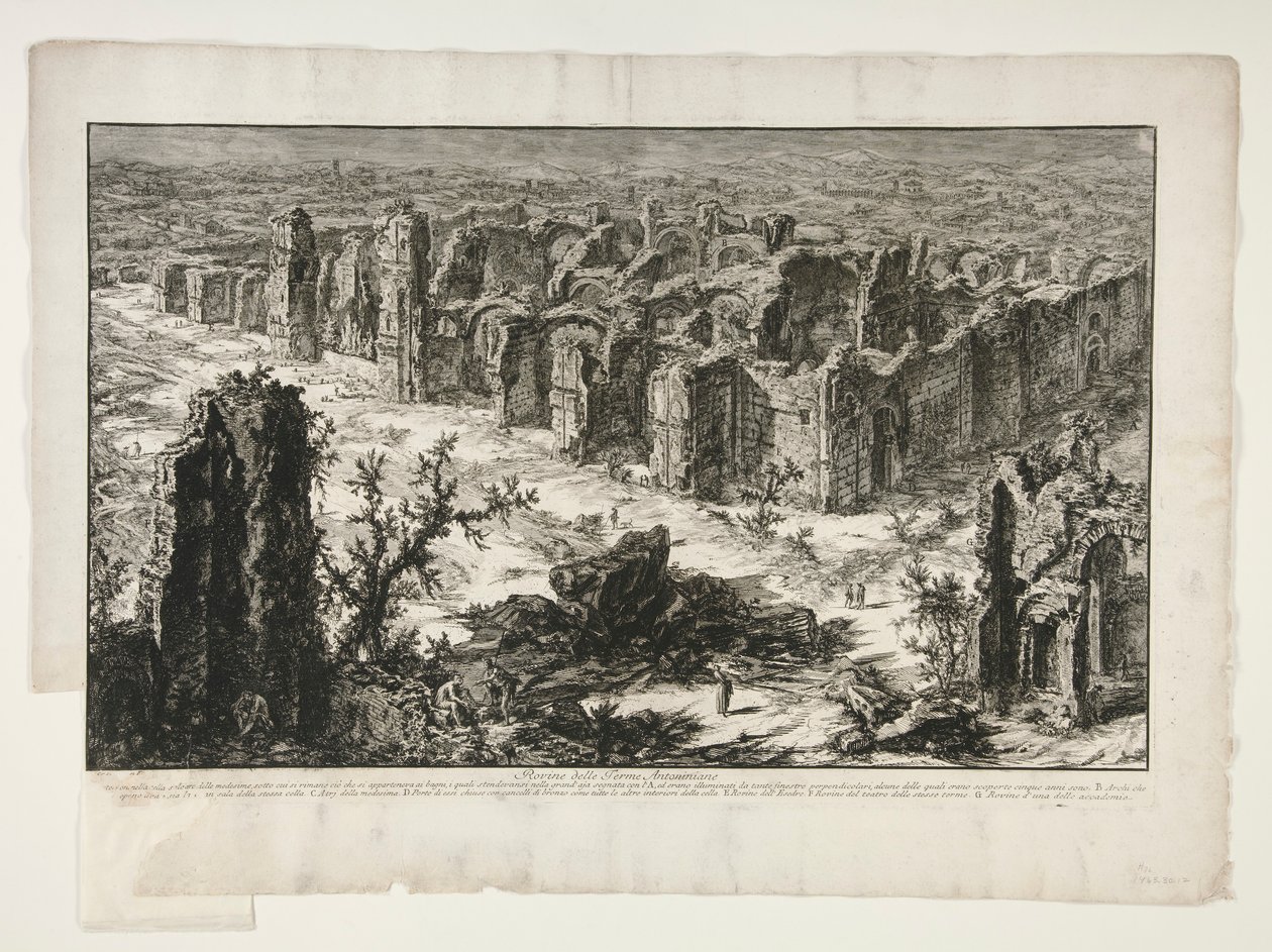 Ruinene av Antonine Baths (Ruinene av Antonine Baths [Baths of Caracalla]), fra Vedute di Roma av Giovanni Battista Piranesi
