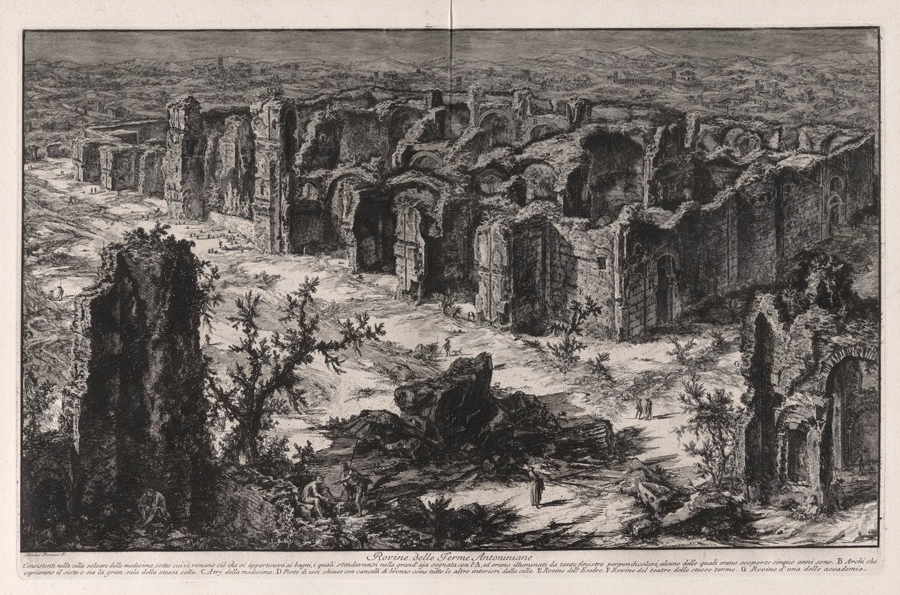 Ruinene av Antonine-badene [Baths of Caracalla]), fra Vedute di Roma (Utsikt over Roma) av Giovanni Battista Piranesi