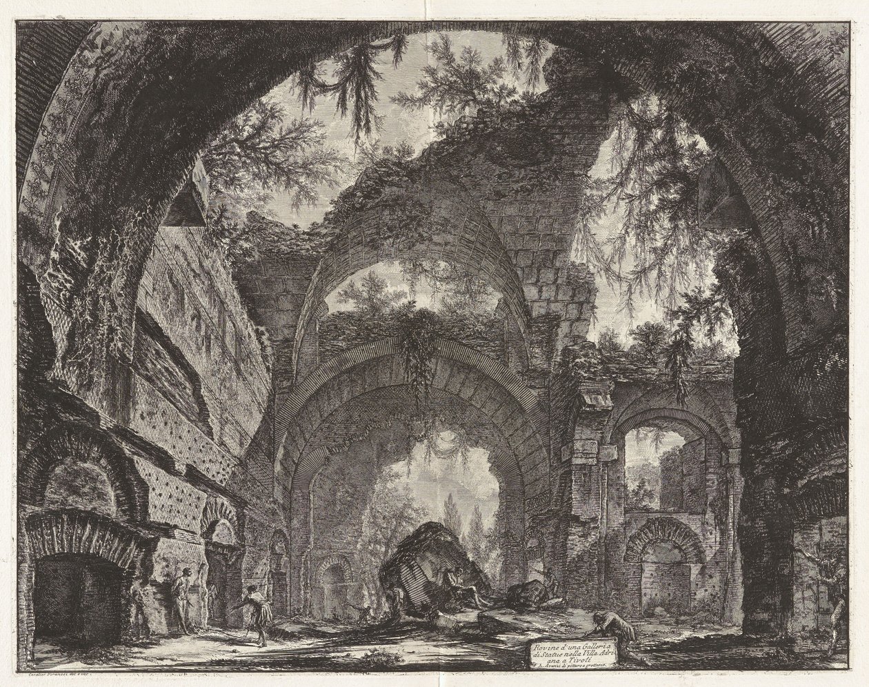 Ruiner av et skulpturgalleri i Hadrians villa i Tivoli [egentlig de store badene], fra Vedute di Roma (Utsikter over Roma) av Giovanni Battista Piranesi
