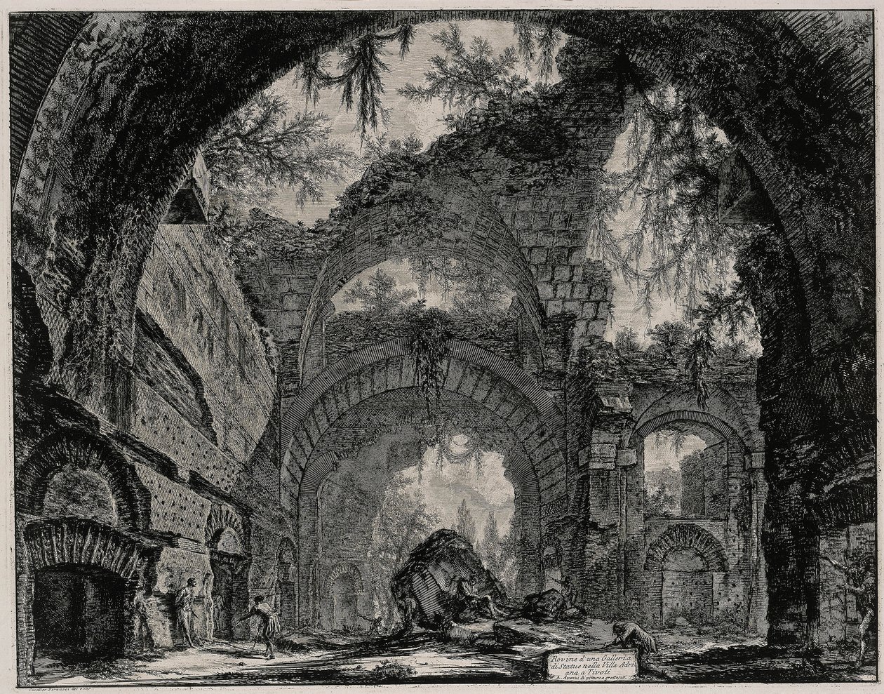 Ruiner av et statuegalleri i Hadrians villa nær Tivoli (fra: Vedute di Roma) av Giovanni Battista Piranesi